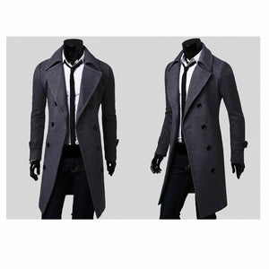 Men's Fashion Winter Long Trench Coat