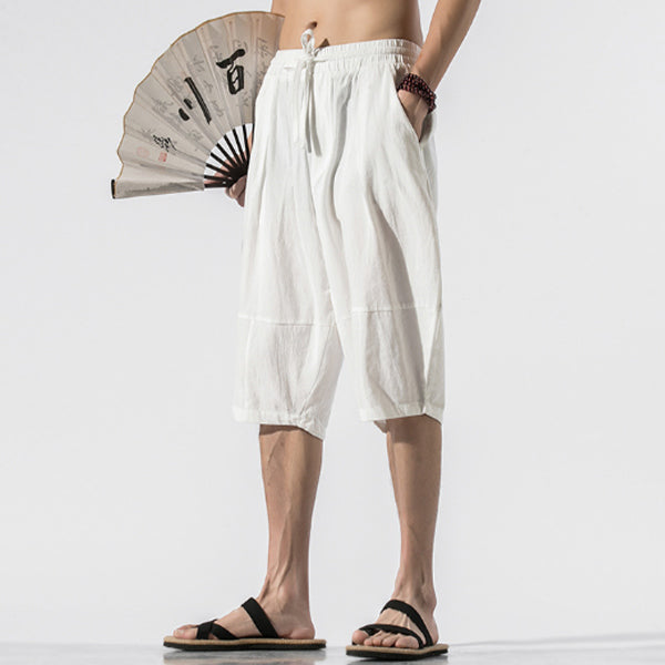 Šaunūs ir patogūs kinietiško stiliaus lininiai šortai