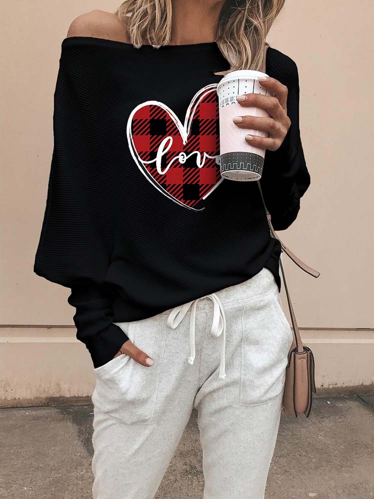 Valentine love heart plaid, suéter de peinado estampado