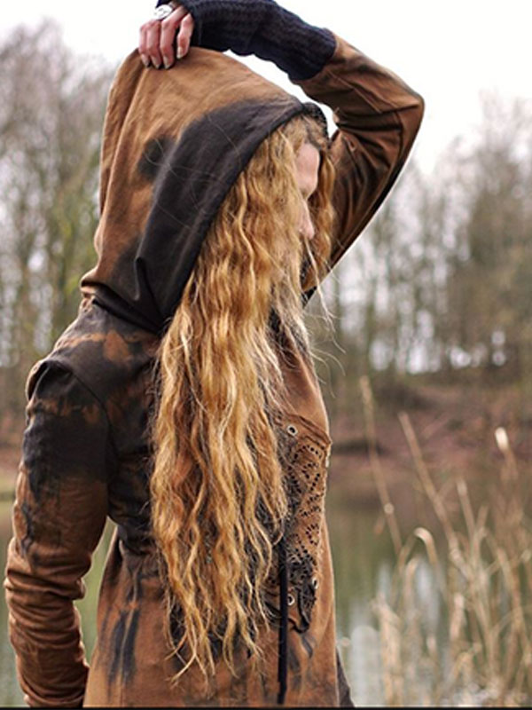 Retro gemischter gefärbter Spitzenstich-Kapuzenpullover der Frauen