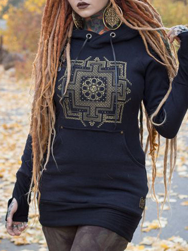 Vintage Vintage Ethno Print Hoodie für Frauen