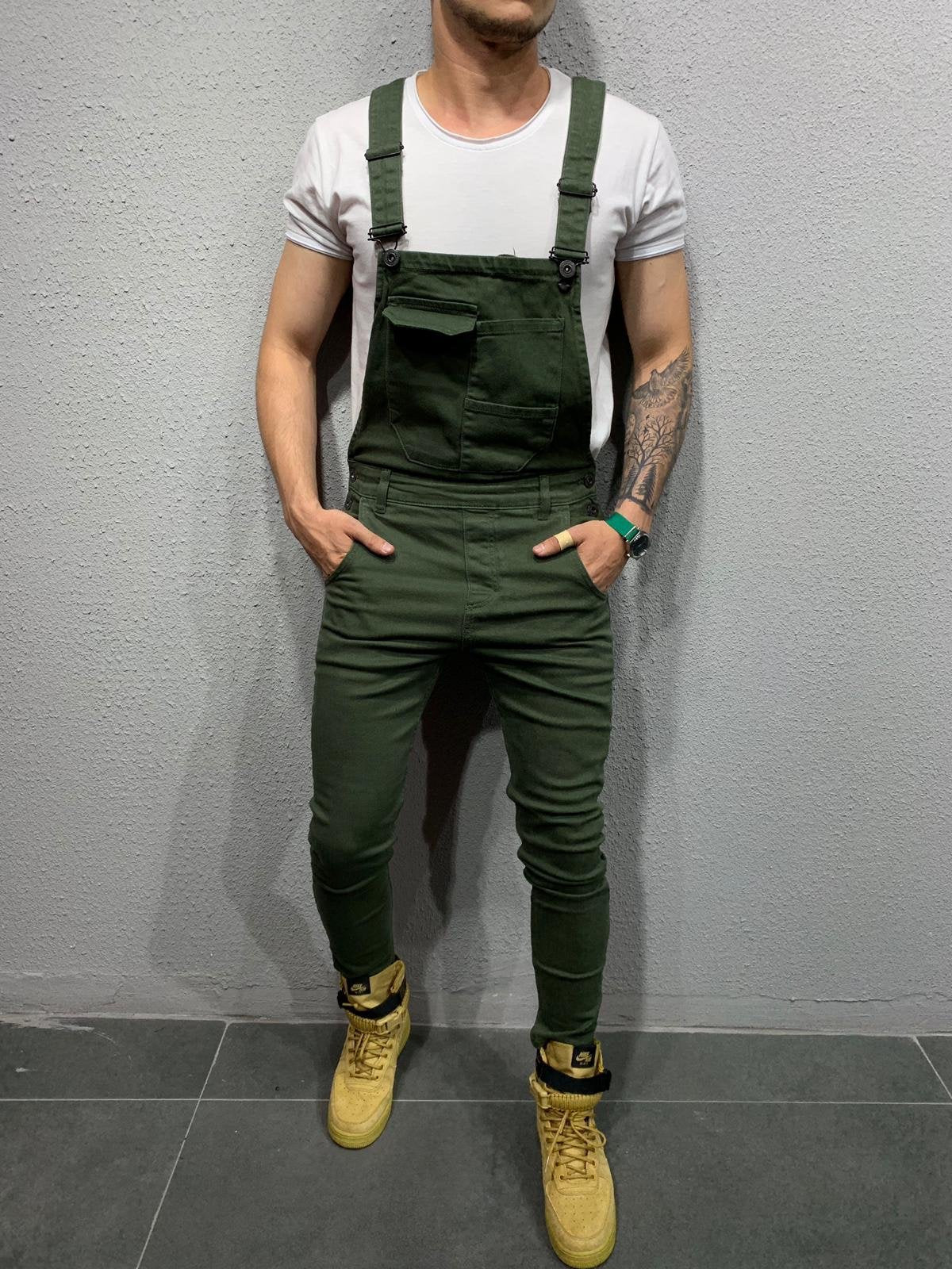 Wish Amazon moda hombre tirantes mamelucos de mezclilla pantalones de mezclilla rasgados comercio exterior monos populares