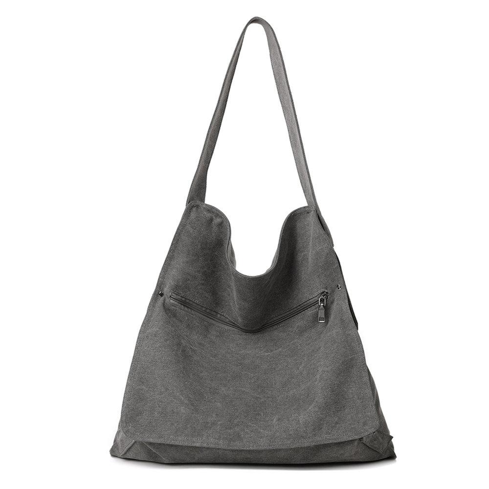 Bolso de hombro de lona casual desordenado para mujer