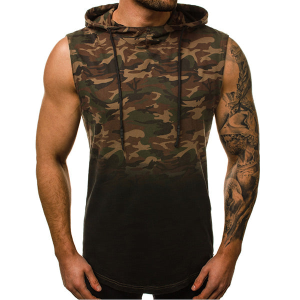 Camisa sin mangas para hombres con capucha y degradado