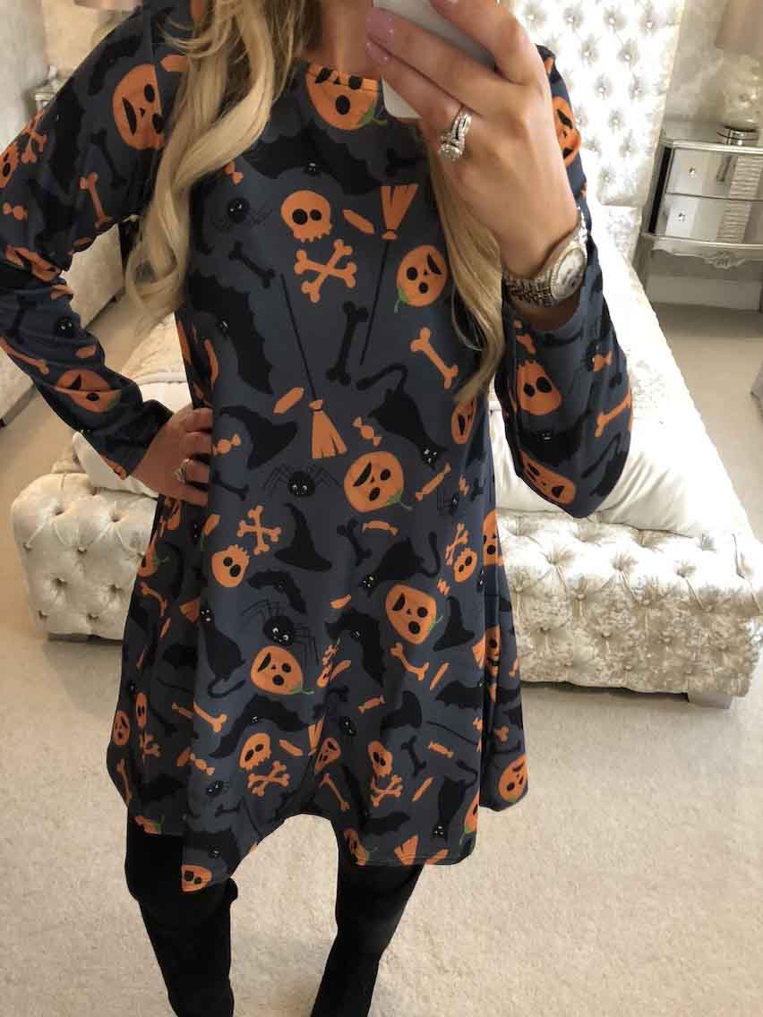 Gray traditional Halloween swing dress