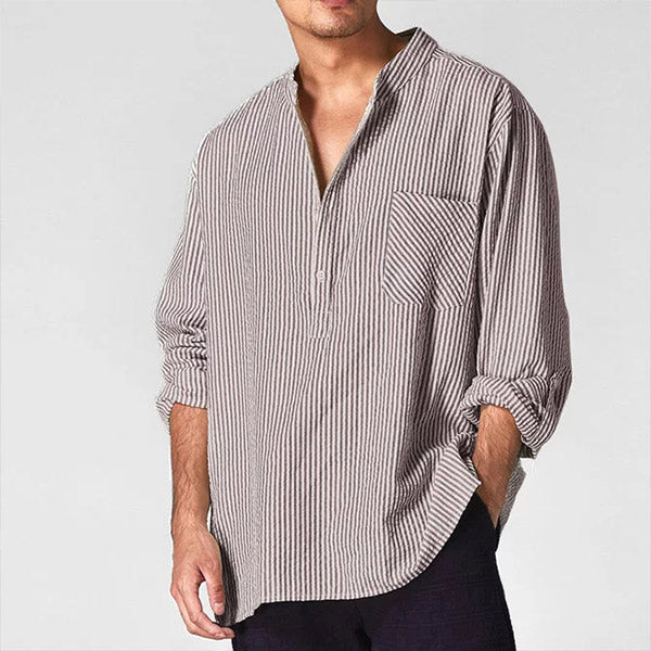 Loose Casual Striped Breathable Shirt für Herren