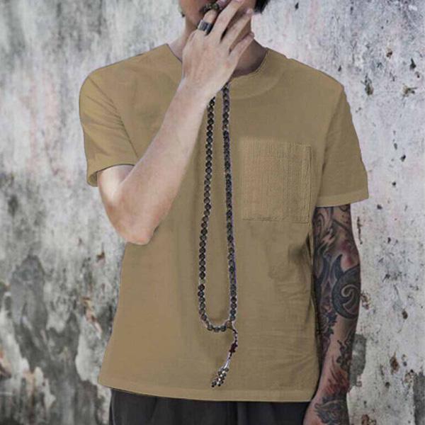 Einfarbiges Leinen-T-Shirt für Herren