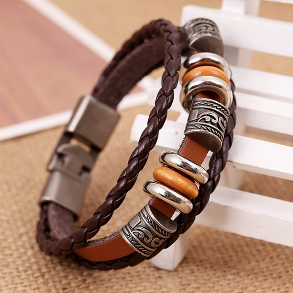 Bolso Herren vintage de cuero tejido de aleación