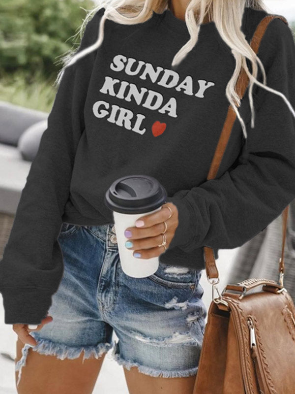 Damen SONNTAG KINDA MÄDCHEN Brief Sweatshirt