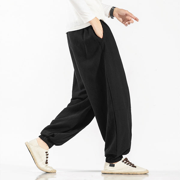 Pantalones de lino estilo chino para hombres