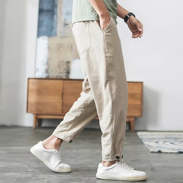 Pantalones de lino rectos para hombre