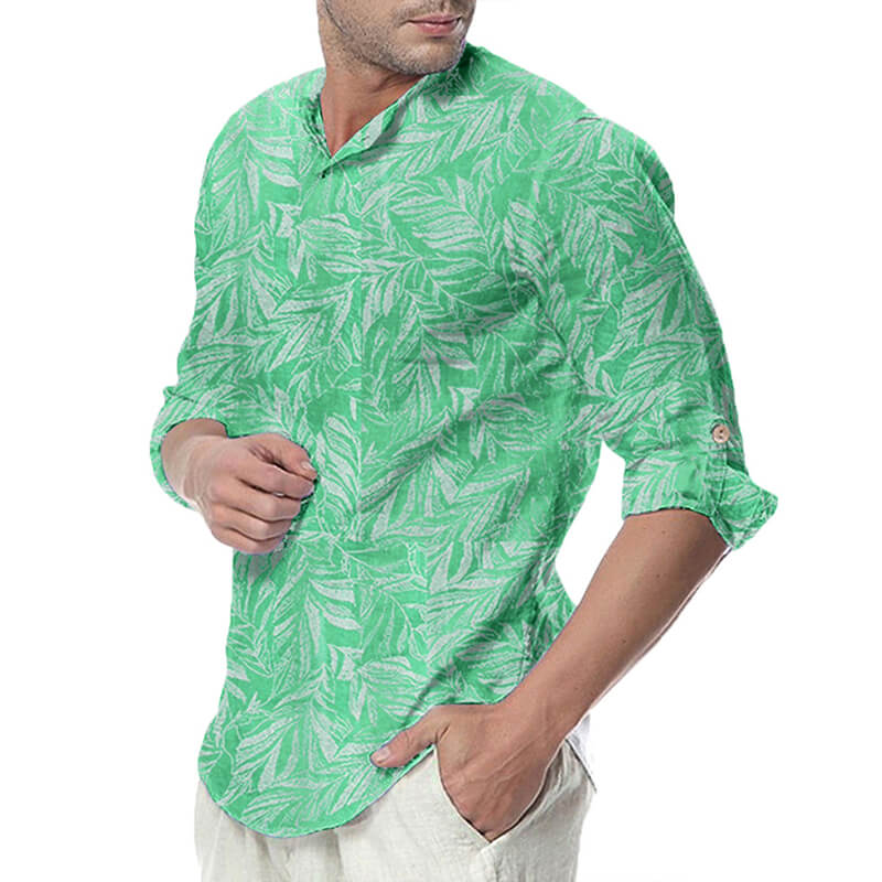 Sábanas hippie de moda para hombre impresas con cuellos redondos y mangas largas de poliéster