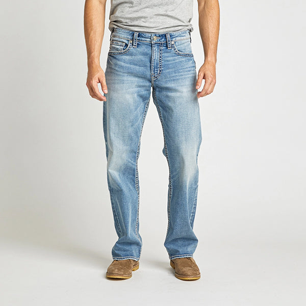 Stretchige Mid Rise Loose Fit Jeans mit geradem Bein