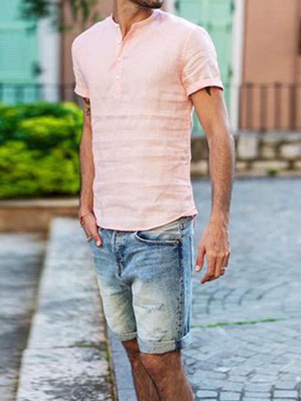 Camisa de manga corta de algodón para hombre