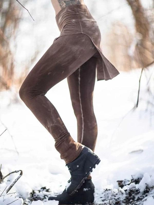 Leggings elásticos retro en color liso para mujer