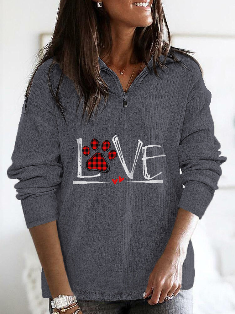 Hund Liebe drucken lässig Reißverschluss oben