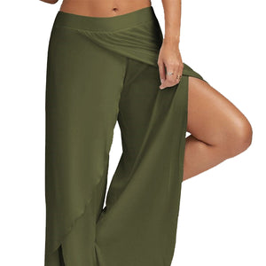 Wide leg flowy casual side slit yoga pants