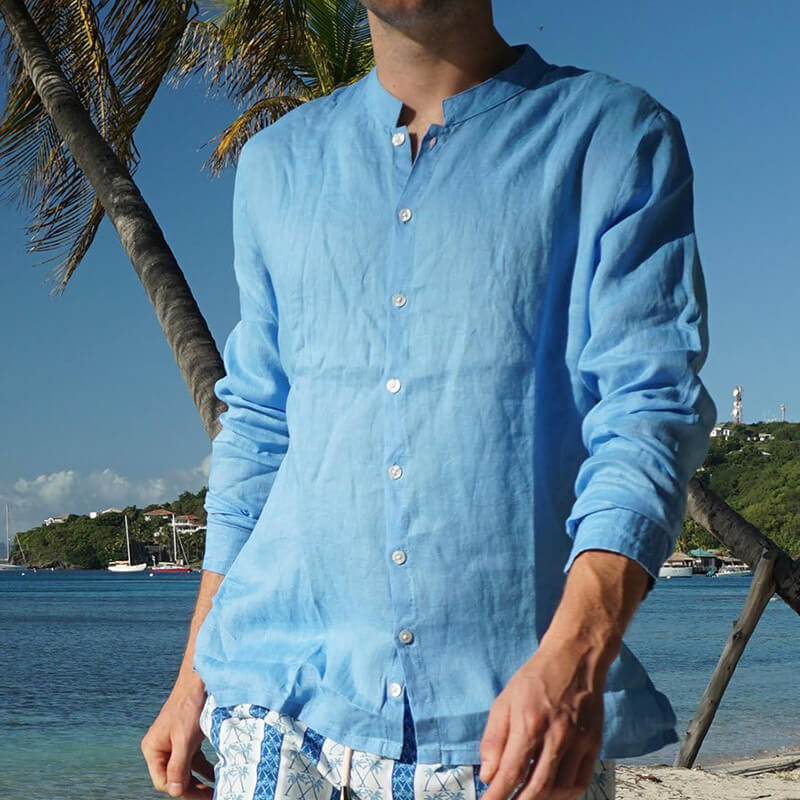 Leichtes Leinenhemd im Sommerstrand-Stil für Herren