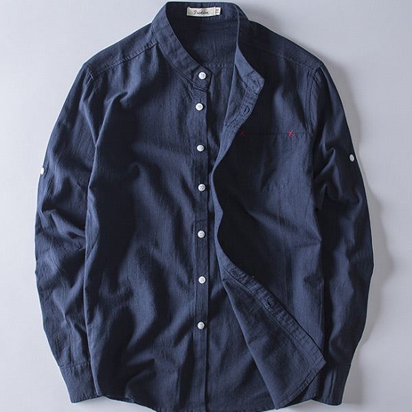 Camisa de lino con cuello para hombre