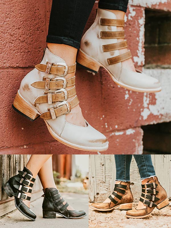 Frauen Retro Gürtelschnalle Pumps