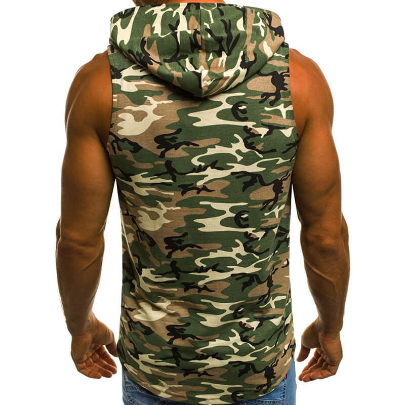 Mezcla casual sin mangas de algodón de camuflaje para hombres