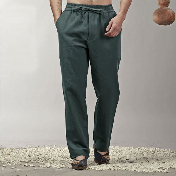 Herren Leinen Casual Straight Hose