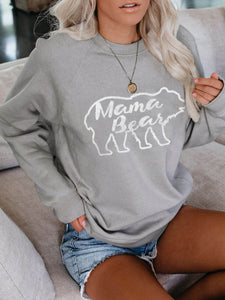 Mama Bär bedrucktes Langarm-Sweatshirt