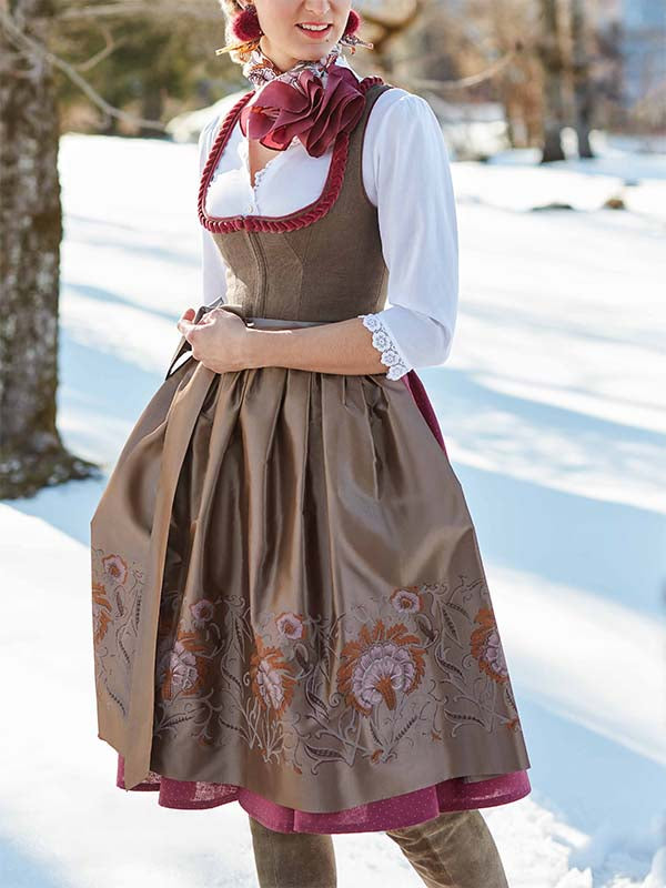 Elegant ladies coffee dress dirndl