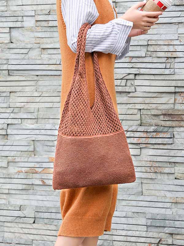 Moteriškas vilnonis megztas pečių krepšys