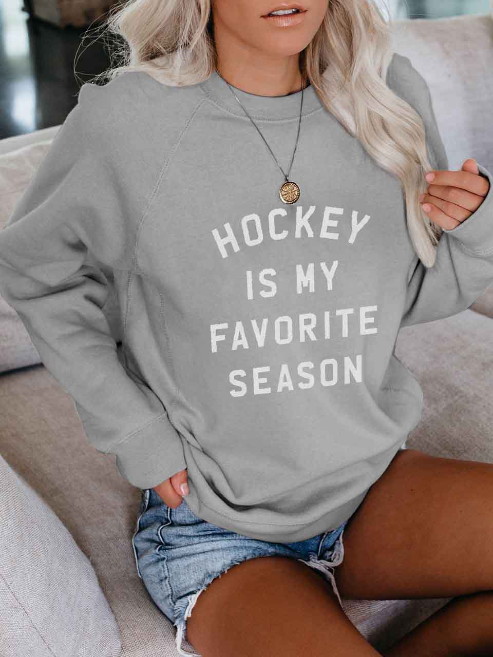 Hockey ist meine Lieblingssaison Gedruckter Pullover