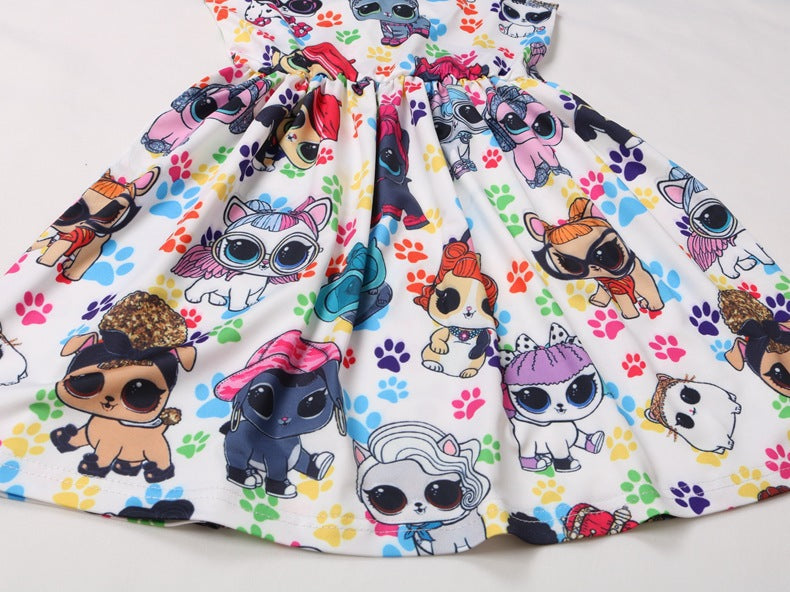 Vestido de traje de princesa rosa de muñeca niña