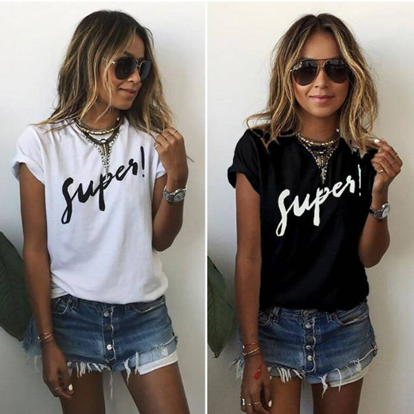 Camiseta con estampado SUPER de mujer