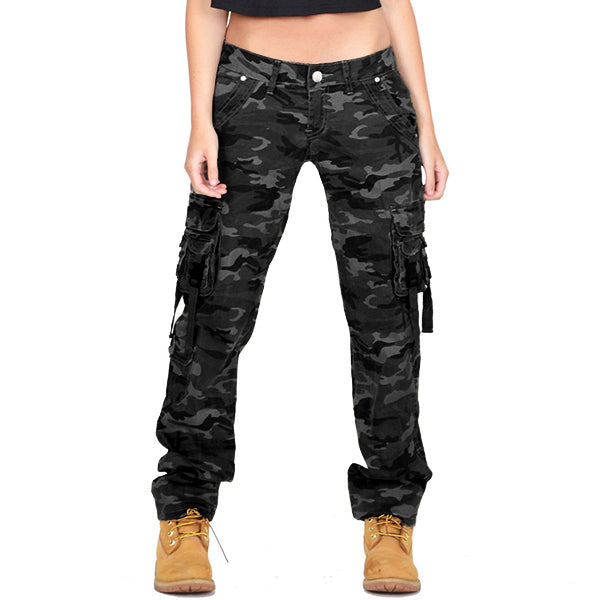 Hip Hugger Bequeme Camo Cargo Freizeithose