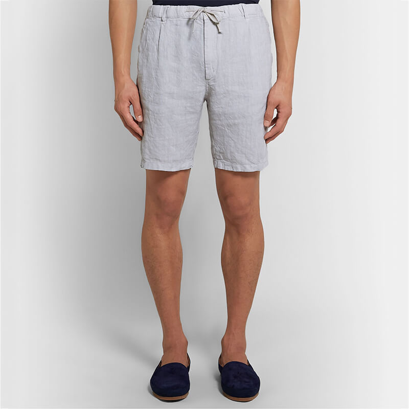 Cremallera de cordón cómoda, suelta y suave para hombres, pantalones cortos de lino ecológicos