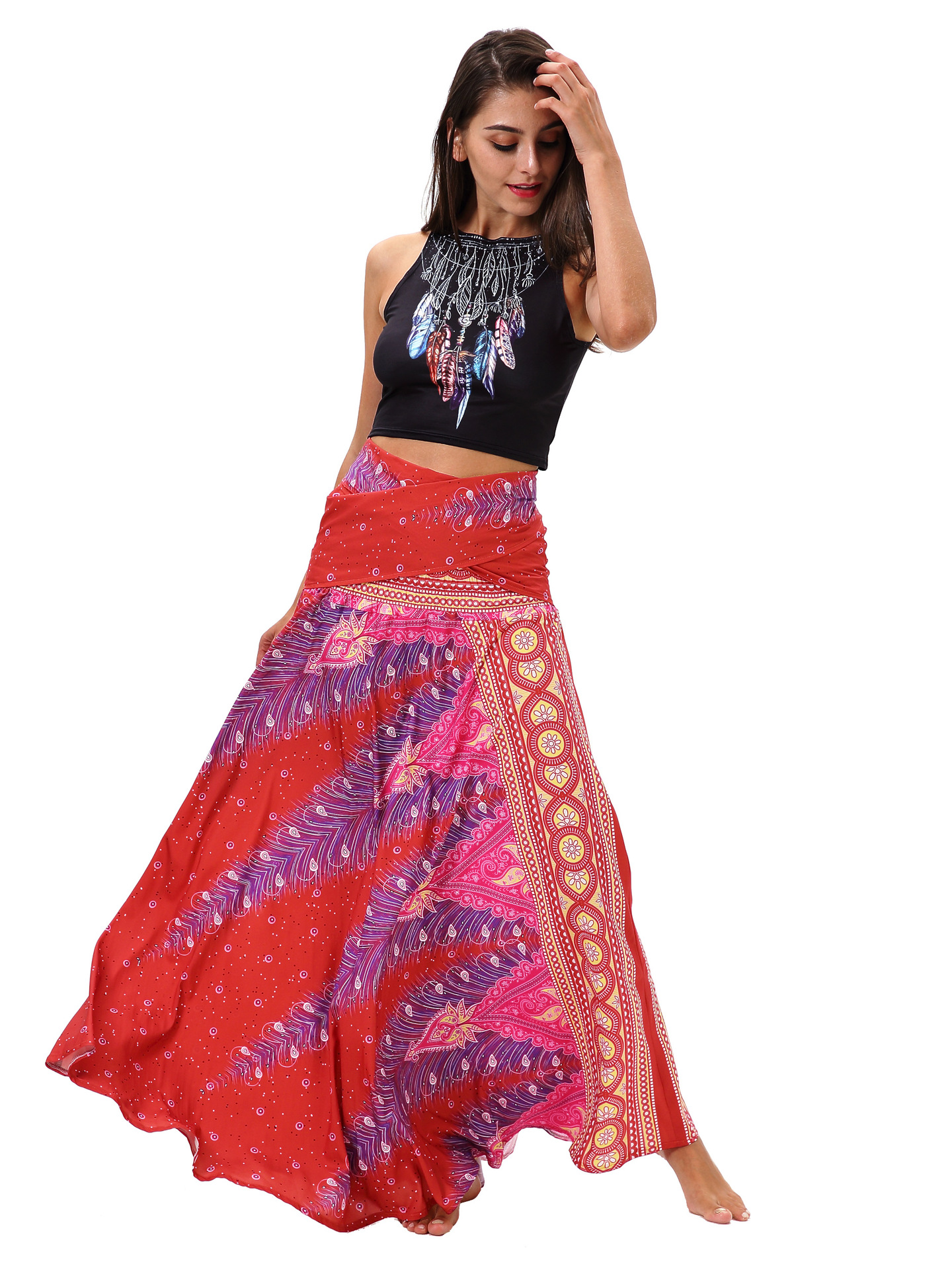 Use un vestido de playa de rock de moda con Phoenix Feather Print 2