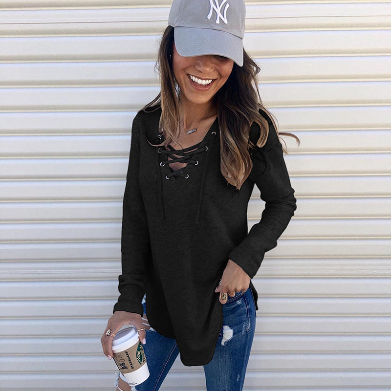 Camisa de otoño con manga larga y cuello en V