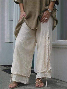 Pantalones de lino y algodón de talla grande