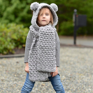 Hand-knitted wool warm hat and scarf set
