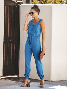 Taschenoverall aus Leinenmischung