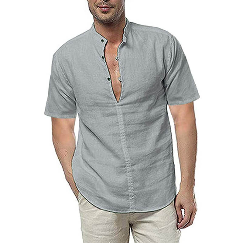 Vyriški laisvalaikio stovo apykaklės vasara Patogūs marškinėliai su trumpomis rankovėmis