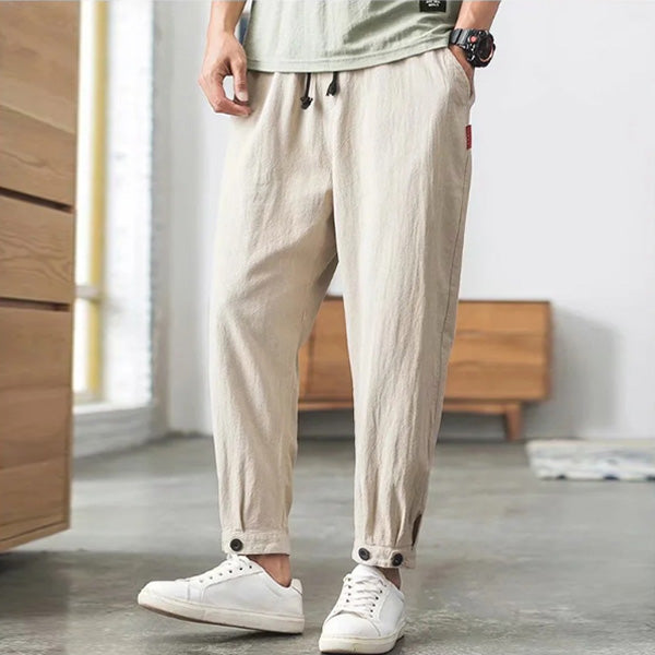 Pantalones de lino rectos para hombre