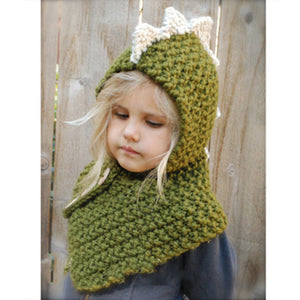 Hand-knitted wool warm hat and scarf set