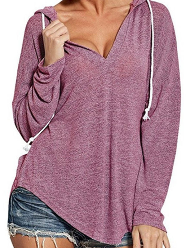 Camiseta casual con capucha para mujer