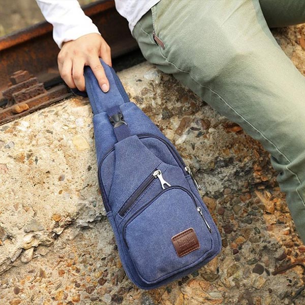 Bolso de hombro multifuncional retro de lona para hombre