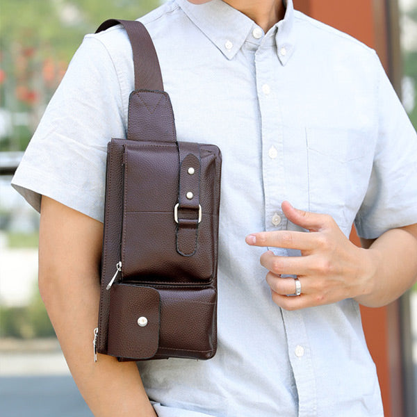 Bolso de cuero casual multifuncional para hombre