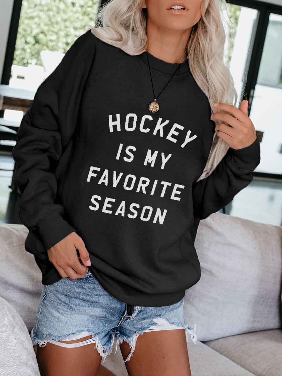 Hockey ist meine Lieblingssaison Gedruckter Pullover