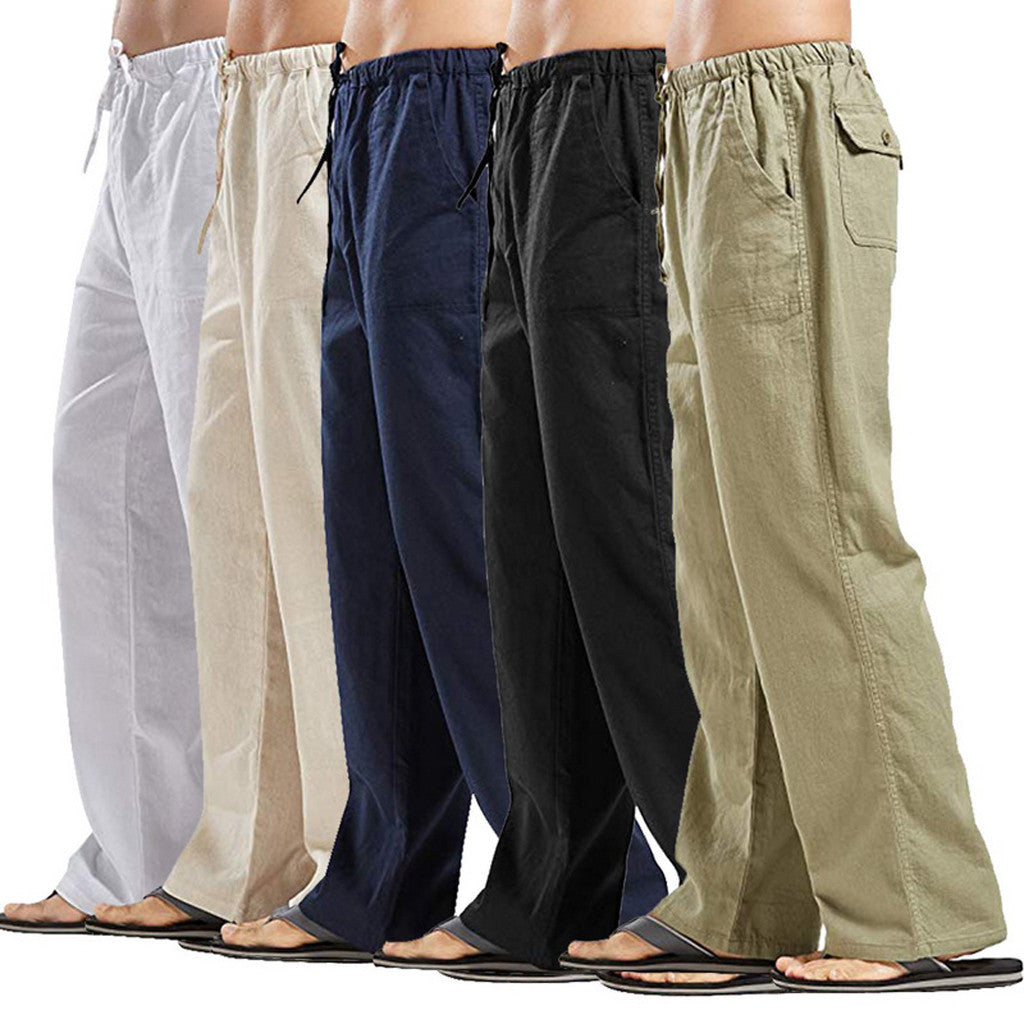 Pantalones grandes de lino para hombre