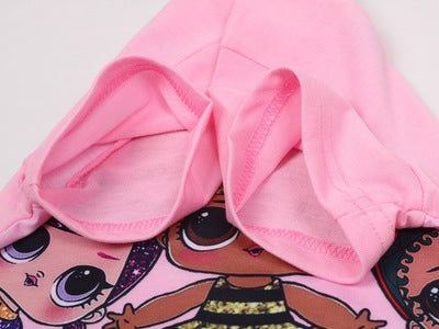 Linda camiseta infantil con estampado de dibujos animados - rosa 3Y