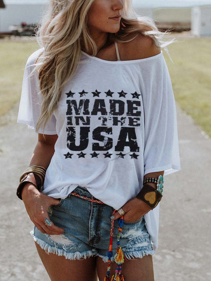 Unabhängigkeitstag der Frauen Made In USA Print Casual T-Shirt