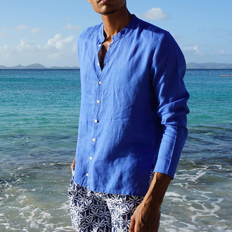 Leichtes Leinenhemd im Sommerstrand-Stil für Herren
